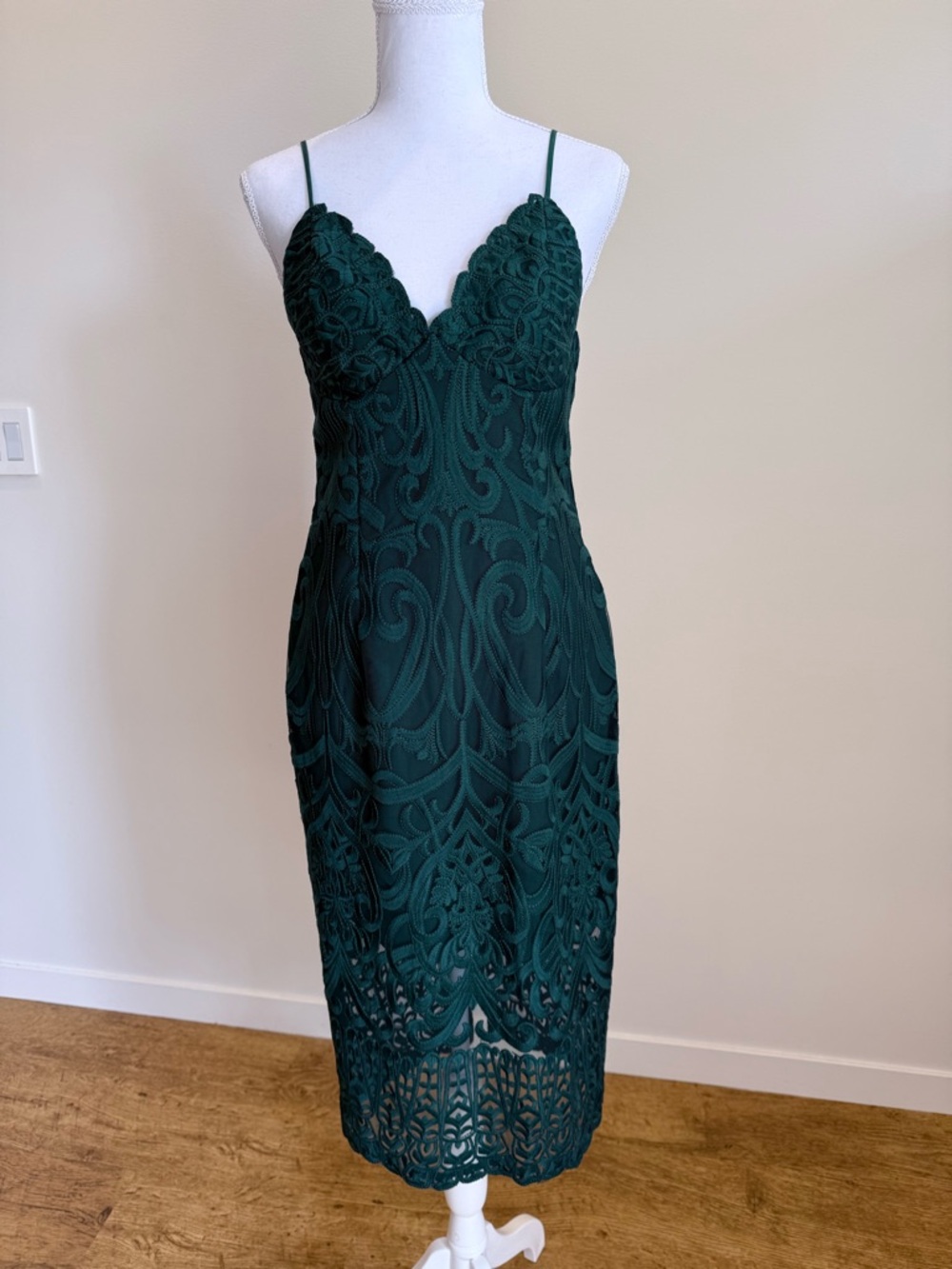 Bardot Emerald Green Lace Midi Dress